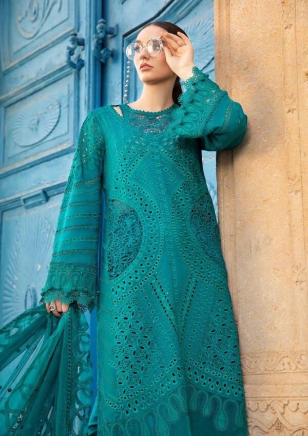 akistani designer lawn dress with laser work