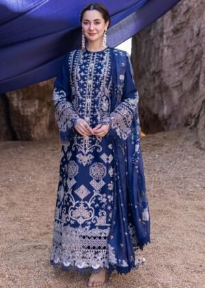 Qalamkar Royal Blue Suit