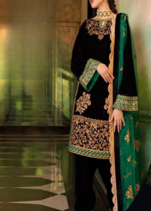 Zainab Chottani Velvet Embroidered Dress