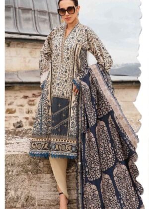 Maria B cambric suit with digital printed chiffon dupatta